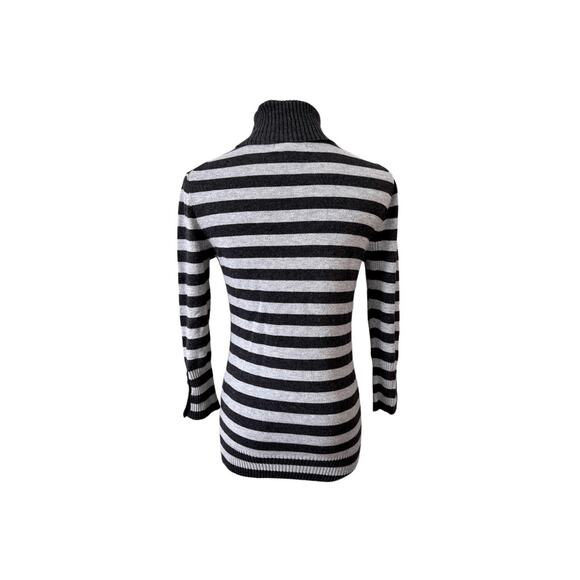 Express Design Studio Gray Striped Turtleneck Sweater Washable sz Small - Picture 2 of 11